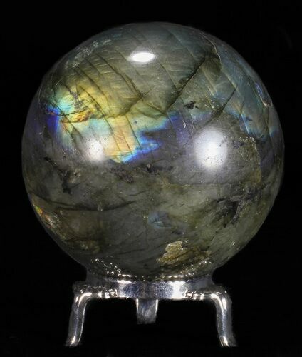 Flashy Labradorite Sphere - With Nickel Plated Stand #53572